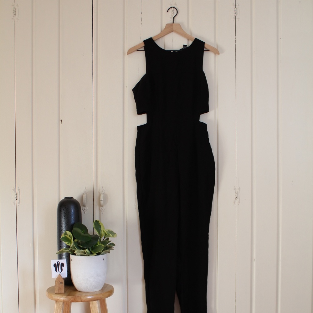 Forever 21 Black Cut-Out Jumpsuit